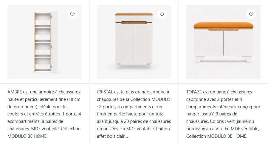 Porte chaussures mural, banc, colonne - comparatif BE HOME